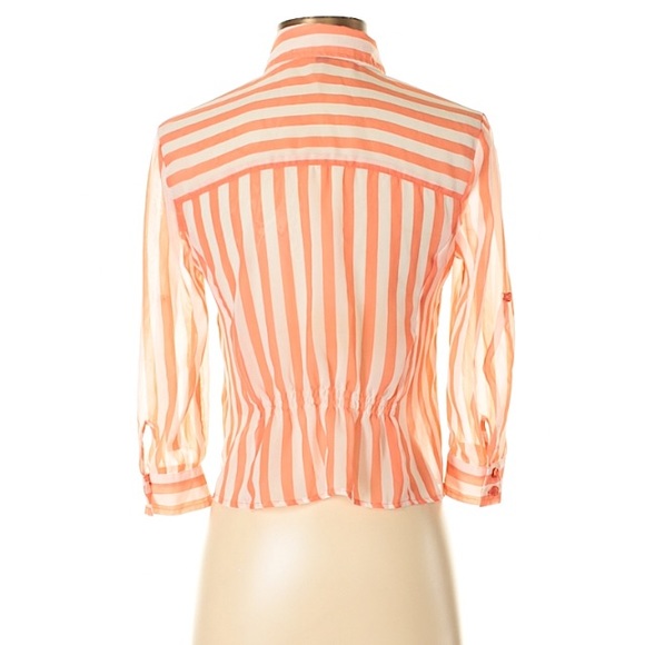 Coral and White button down blouse - Picture 2 of 2